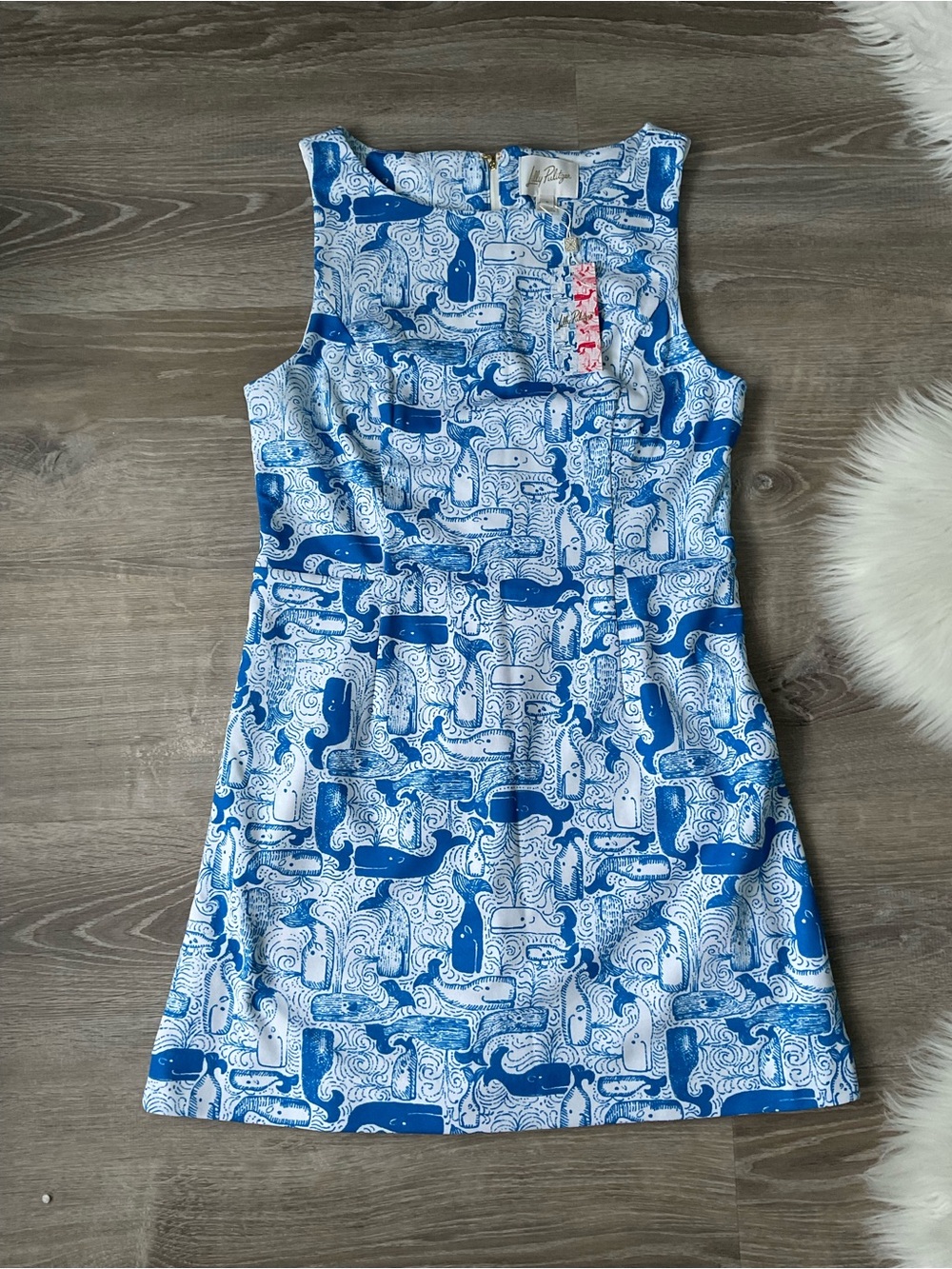 💙 LILLY PULITZER Oriana Shift Romper - Nassau Blue Thar She Blows Size 8